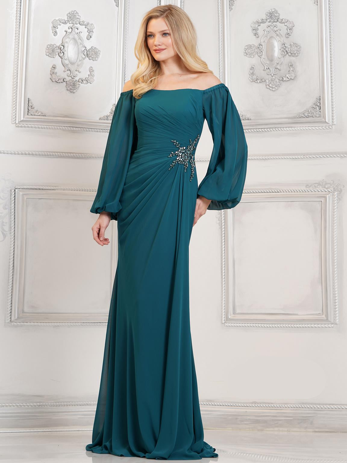 Mother of the Bride Dresses Long Sleeve Mother of the Bride Beaded Dress Emerald
