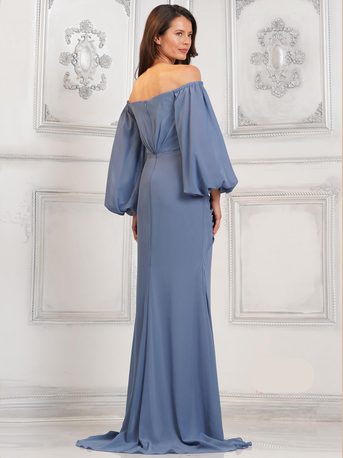 Mother of the Bride Dresses Long Sleeve Mother of the Bride Beaded Dress Slate Blue