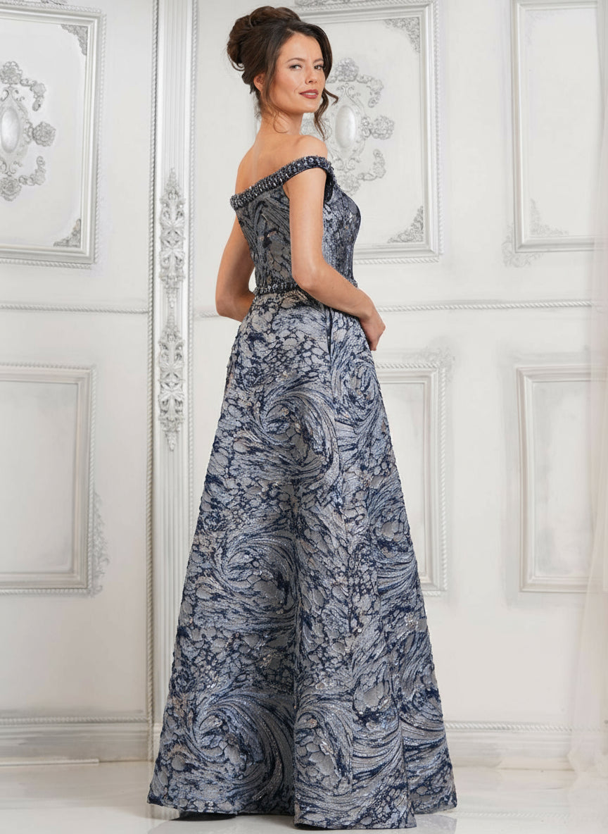 Formal Dresses Beaded Formal Prom Long A Line Dress Midnight Blue