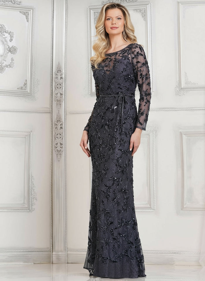 Mother of the Bride Dresses Long Sleeve Mother of the Bride Beaded Dress Navy