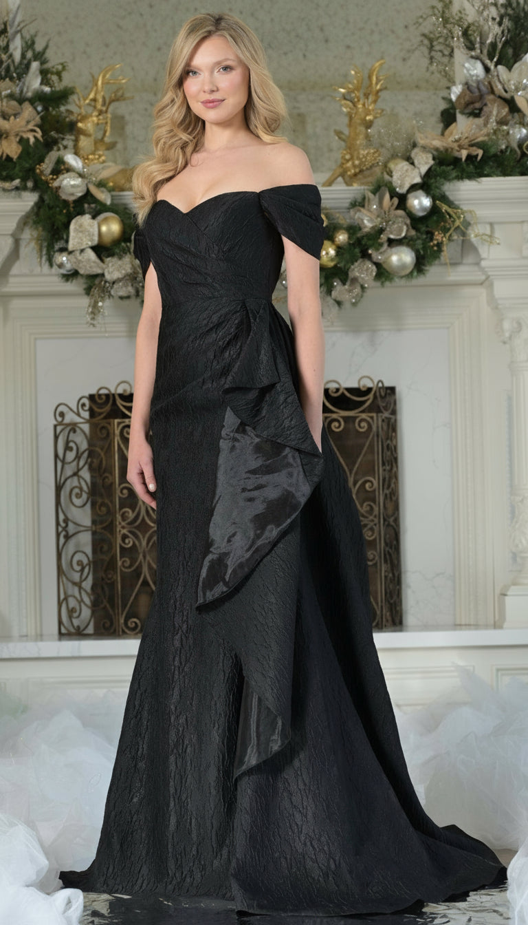 Prom Dresses Long Formal Ruffle Evening Prom Dress Black