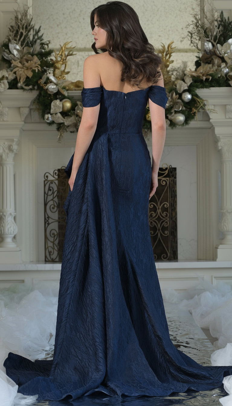 Prom Dresses Long Formal Ruffle Evening Prom Dress Navy
