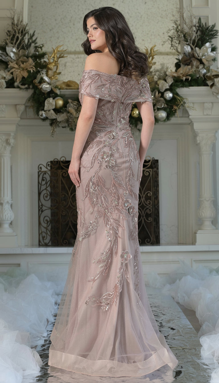 Formal Dresses Beaded Long Formal Mermaid Evening Dress Taupe