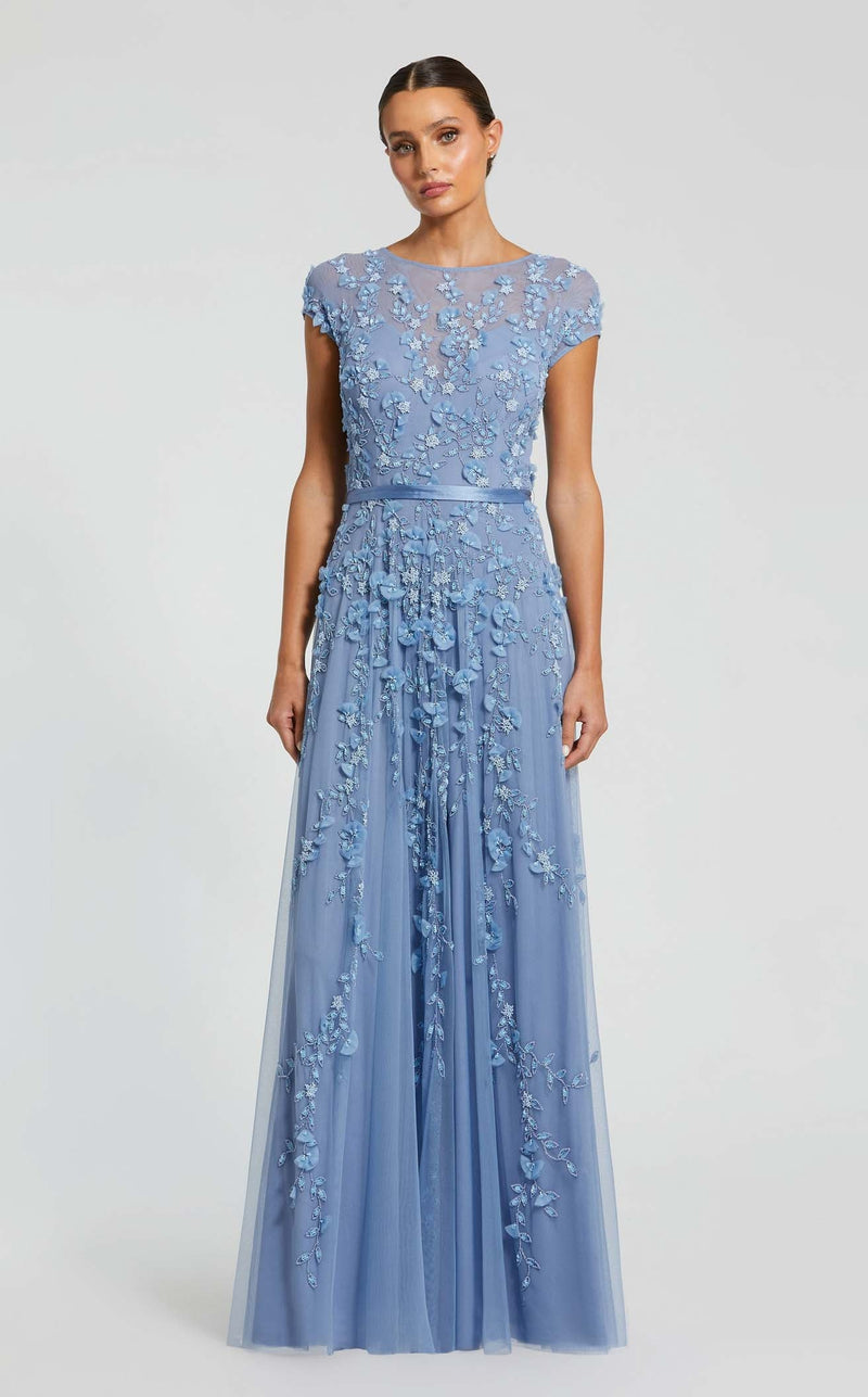 Mother of the Bride Dresses Formal A line Long 3D Floral Mother of the Bride Dress Mac Duggal 9914521P Sky Blue