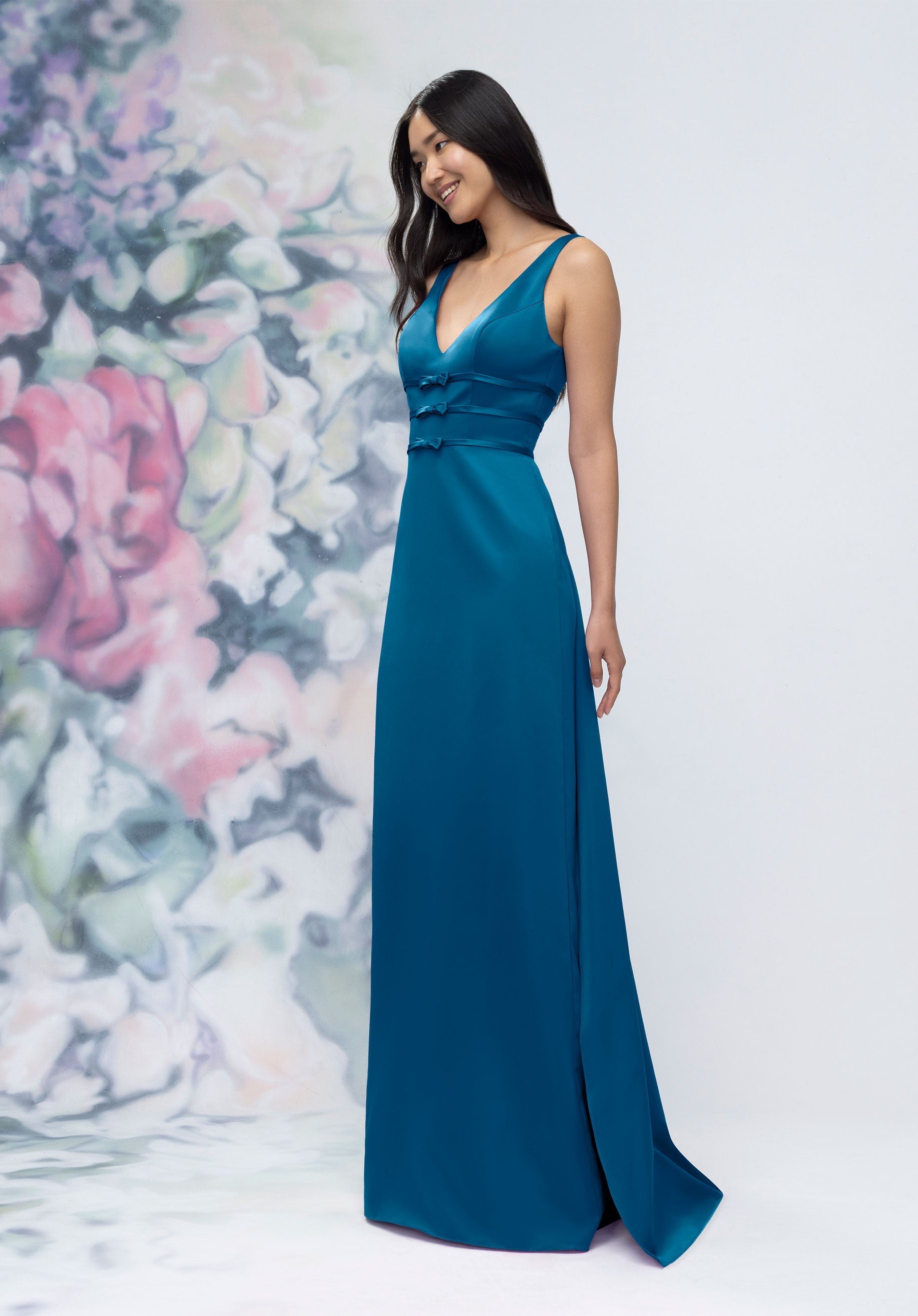 Formal Dresses Formal Slit Long Gown Marine-Satin-3030013-Train