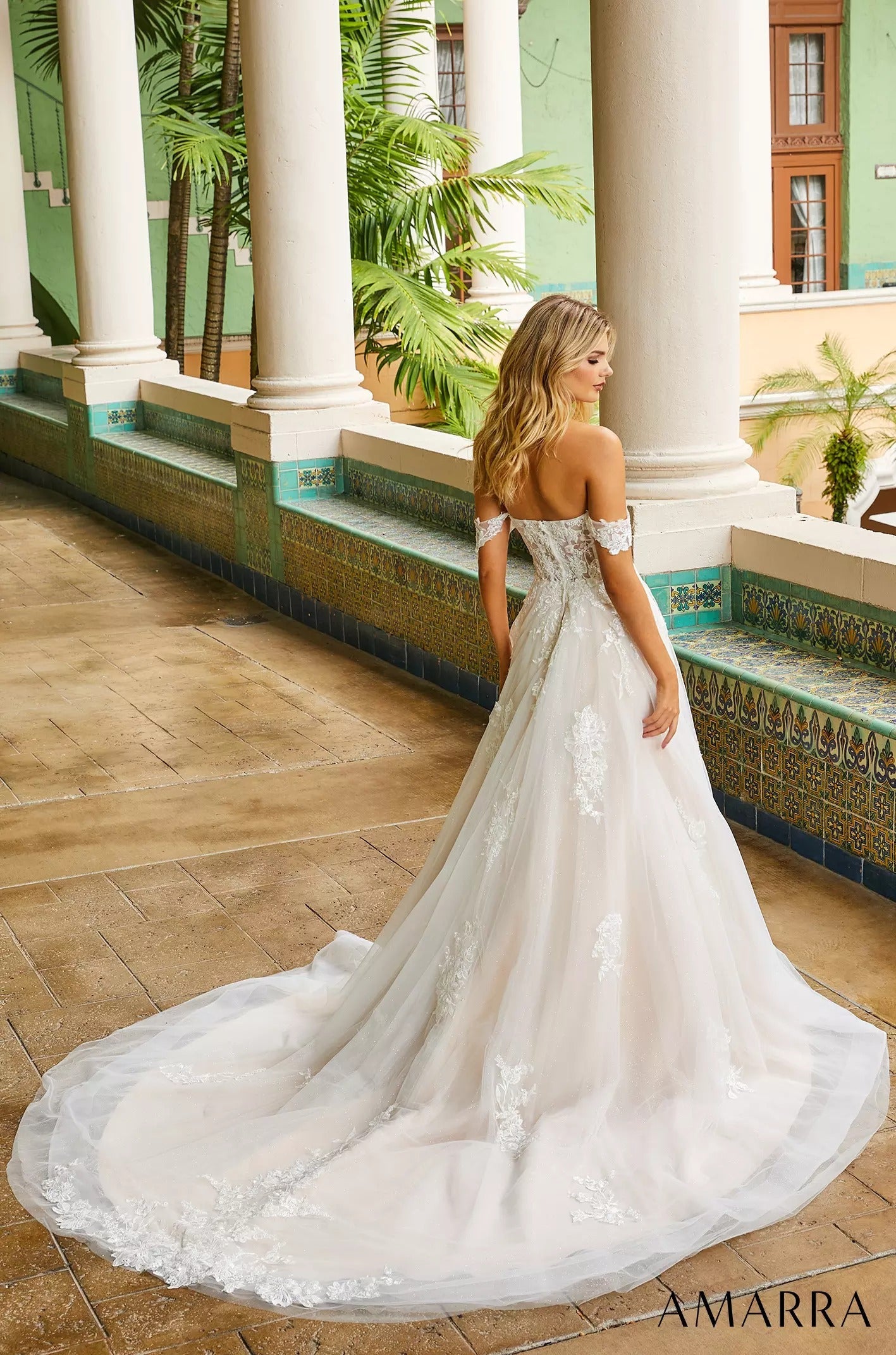 Wedding Dresses A Line Long Bridal Wedding Dress Amarra 84401 Ivory/Nude