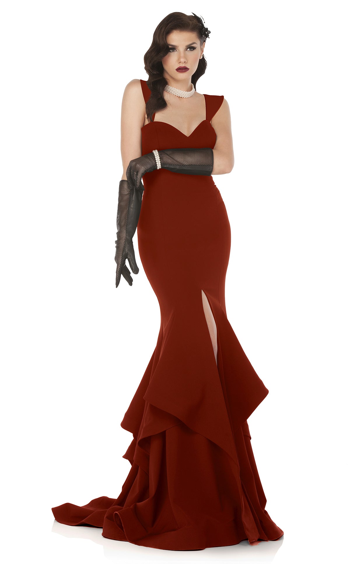 Prom Dresses Long Evening Gown Ruffle Formal Prom Dress Red