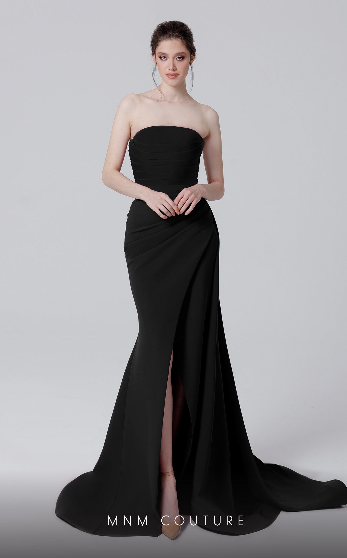 Black MNM Couture N0464 Long Fitted Formal Evening Slit Mermaid