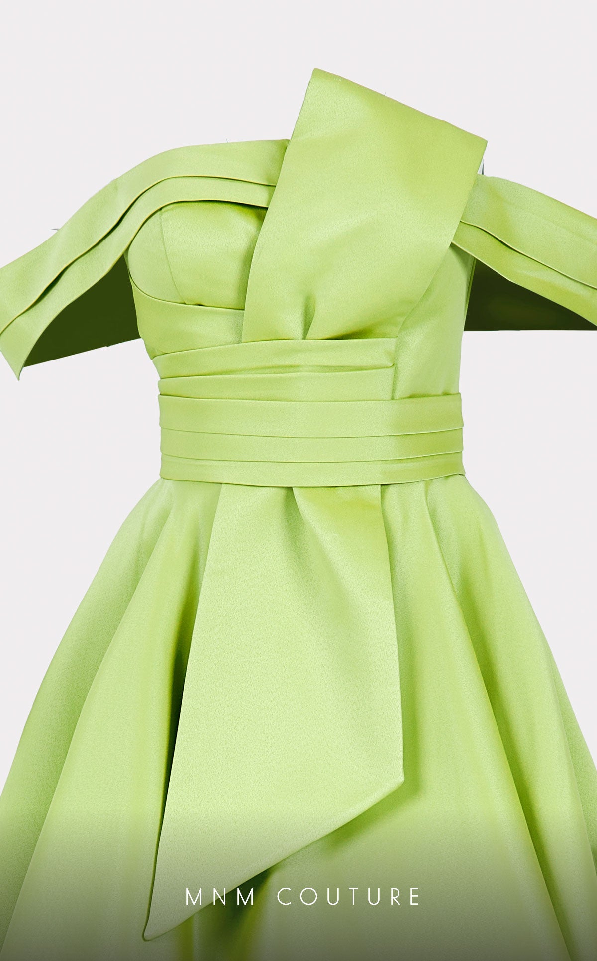 Off-the-Shoulder Tea-Length Satin Evening A-Line MNM Couture N0511