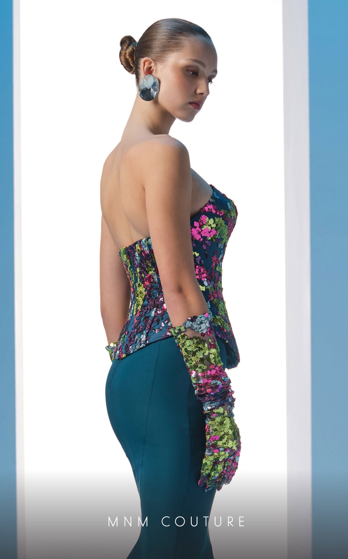 Strapless Floor-Length Sequin Evening Mermaid MNM Couture N0616