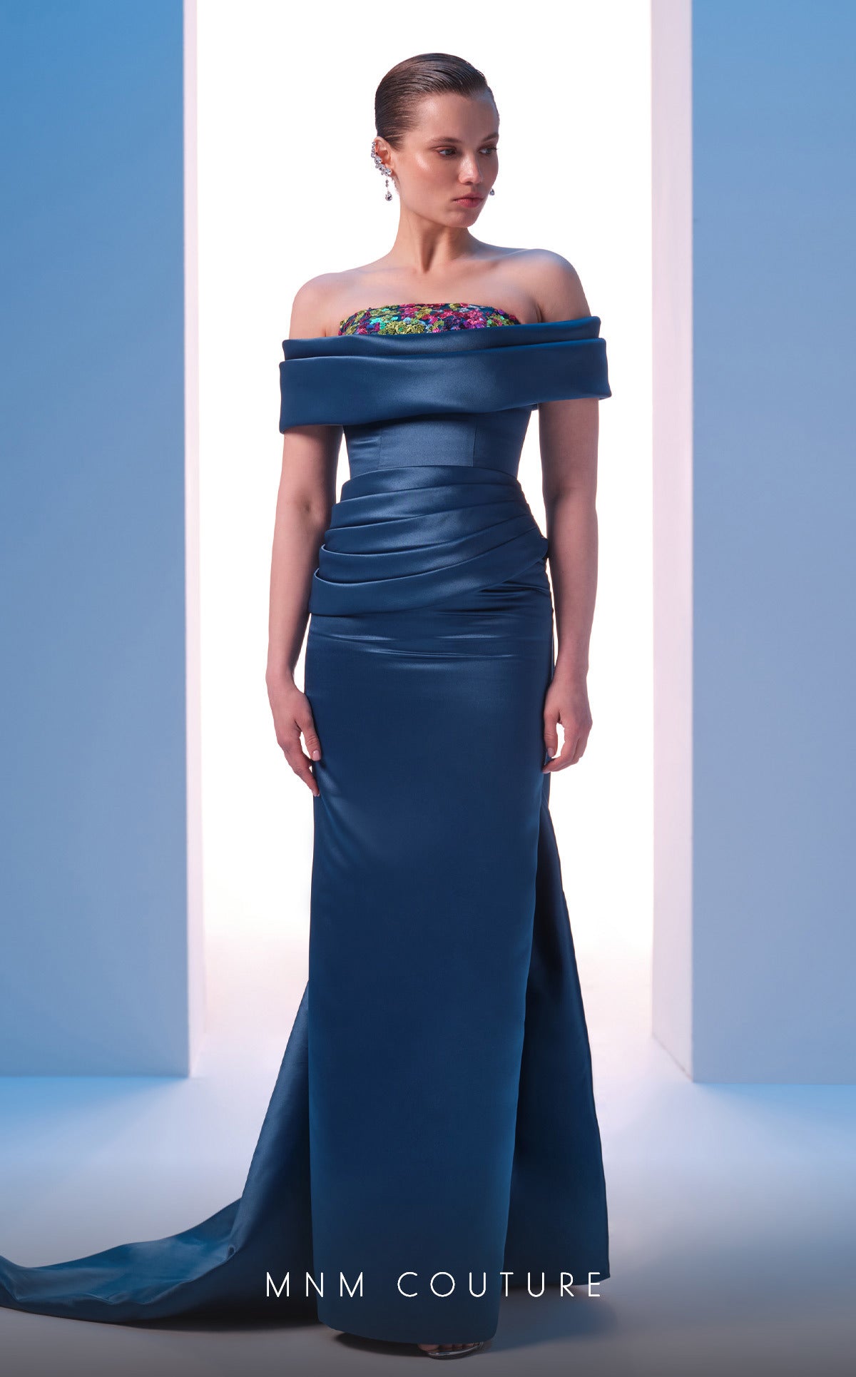 Mother of the Bride Dresses Pleated Fitted Long Formal Mother of the Bride Dress Petrol