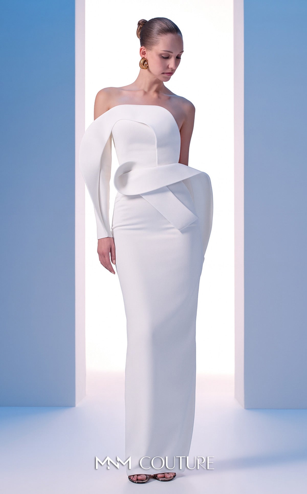 Strapless Straight Neck Floor-Length Crepe Formal Sheath/Colu MNM Couture N0618