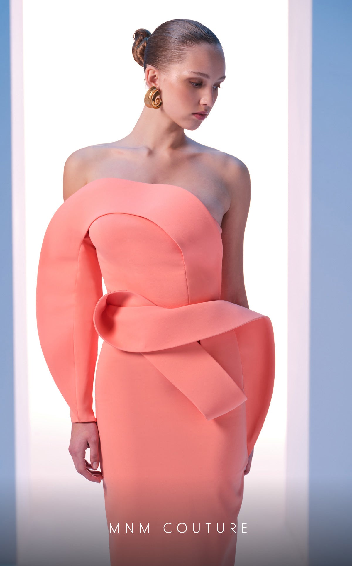 Strapless Straight Neck Floor-Length Crepe Formal Sheath/Colu MNM Couture N0618