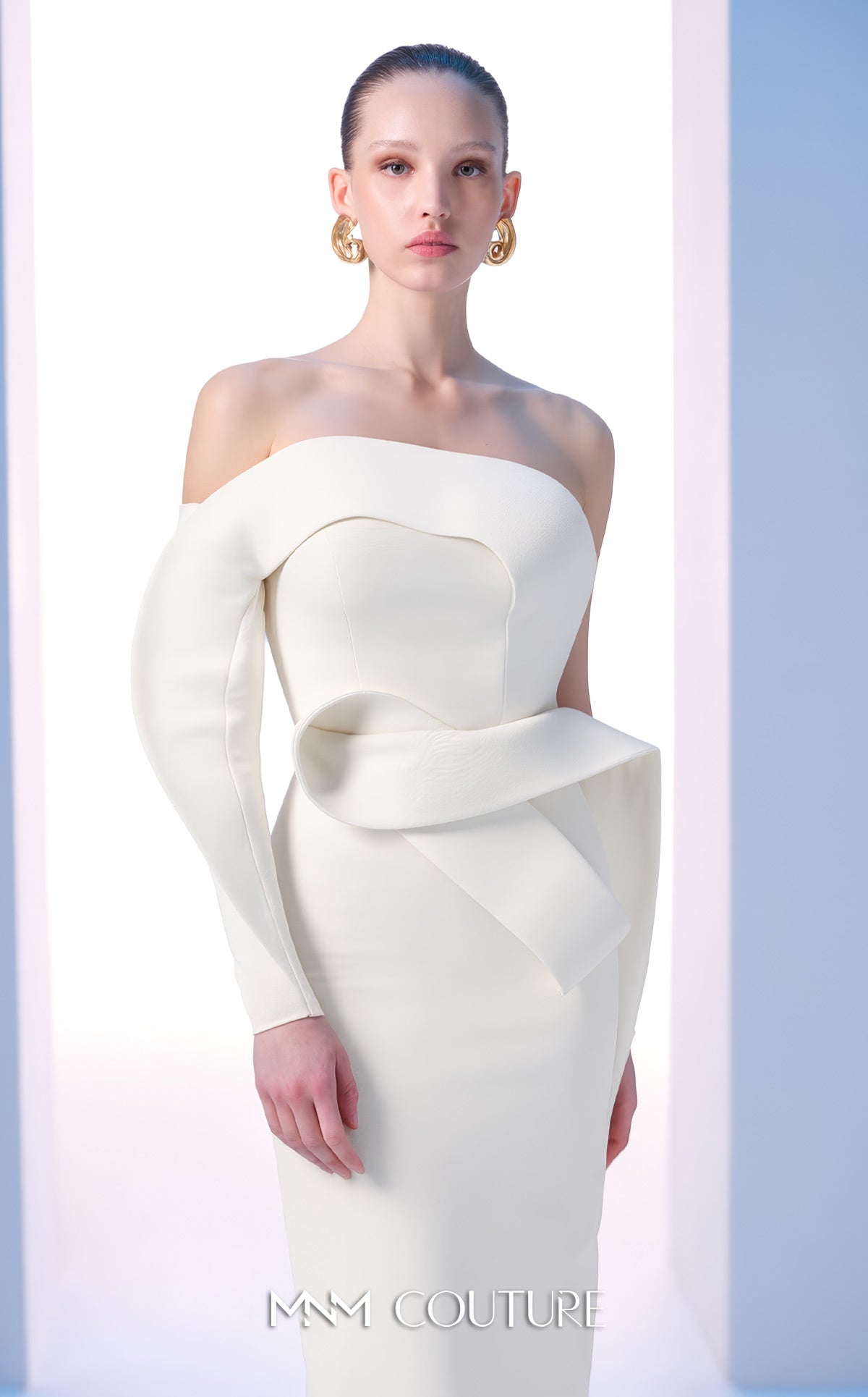 Strapless Straight Neck Floor-Length Crepe Formal Sheath/Colu MNM Couture N0618