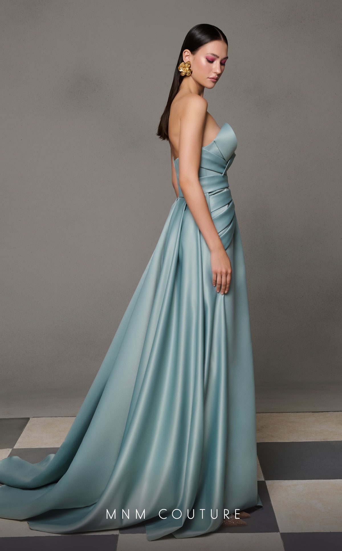 Prom Dresses Long Pleated Formal Prom A Line Dress MNM Couture N0626 Mint