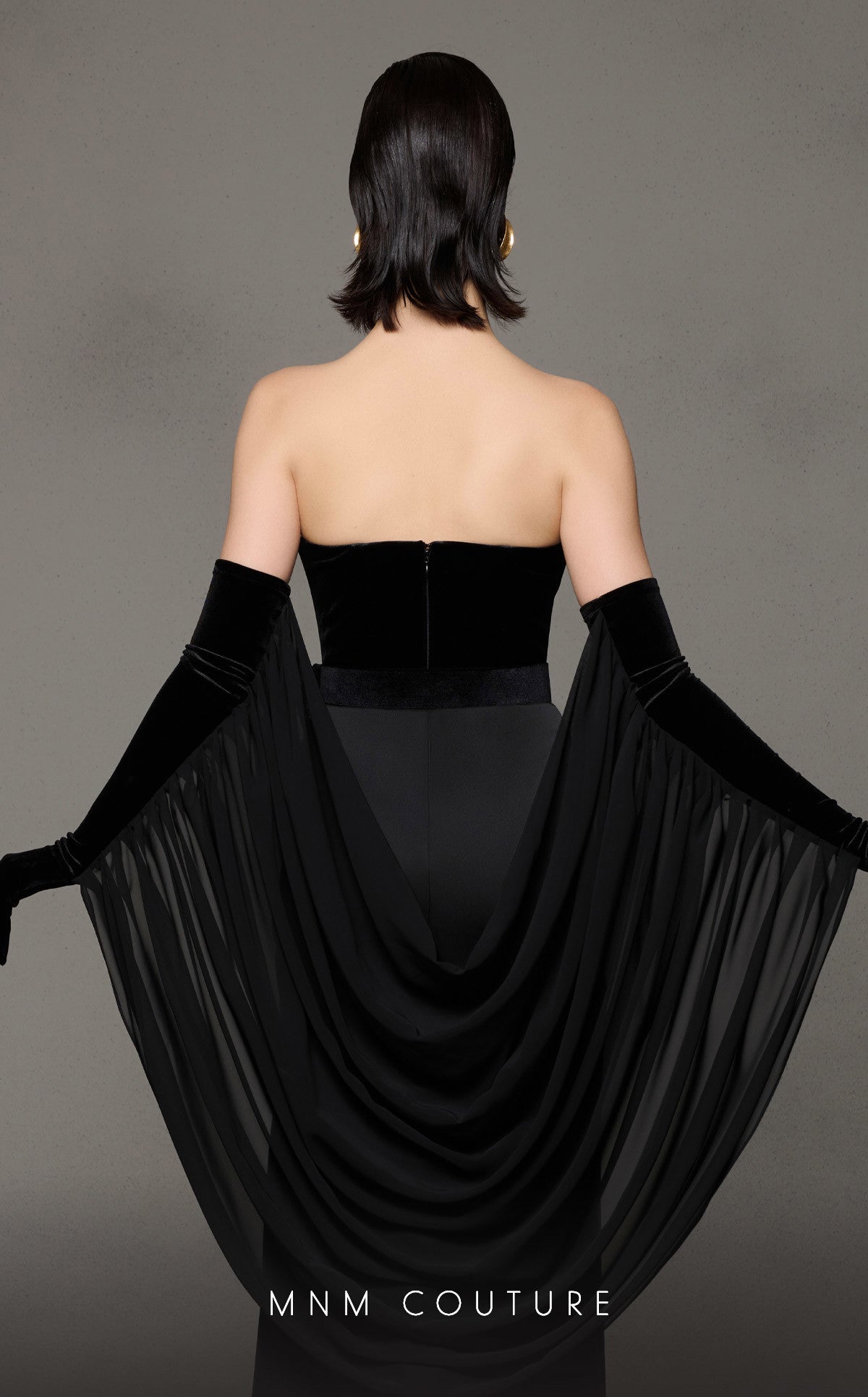 Prom Dresses Long Pleated Formal Prom Dress MNM Couture N0634 Black