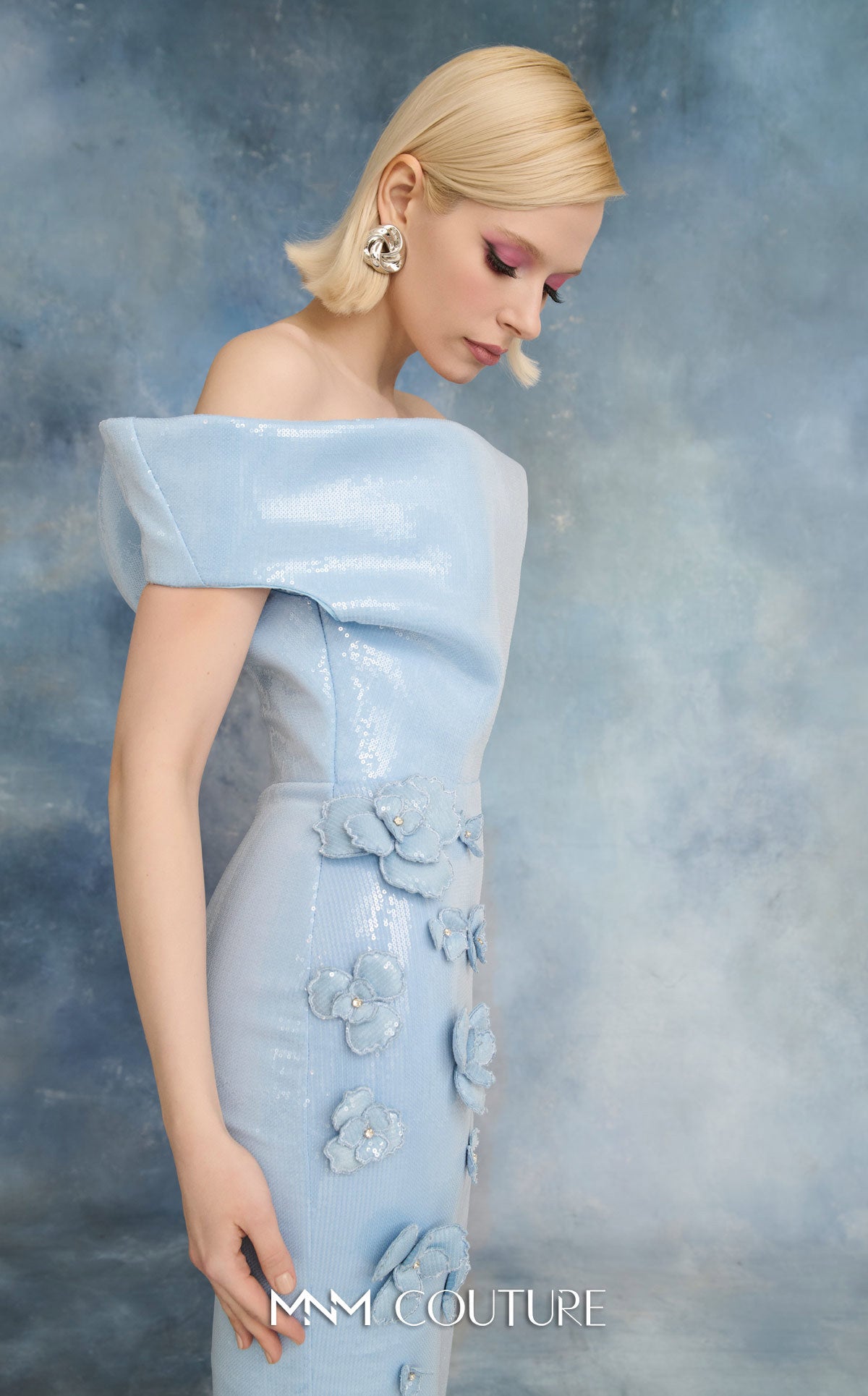 Off-the-Shoulder Floor-Length Sequin Formal Sheath MNM Couture N0723
