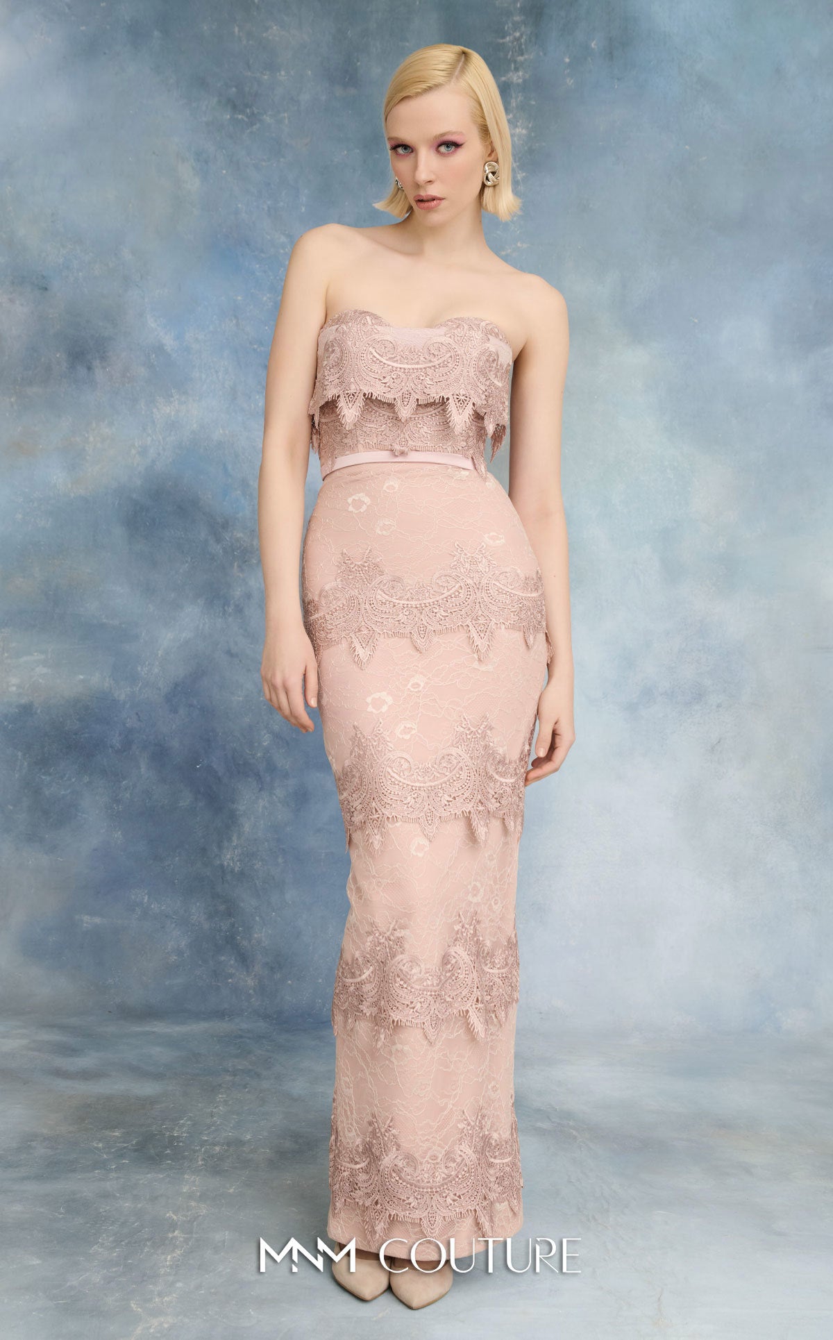 Strapless Curved Neck Floor-Length Satin Formal Mermaid MNM Couture N0731