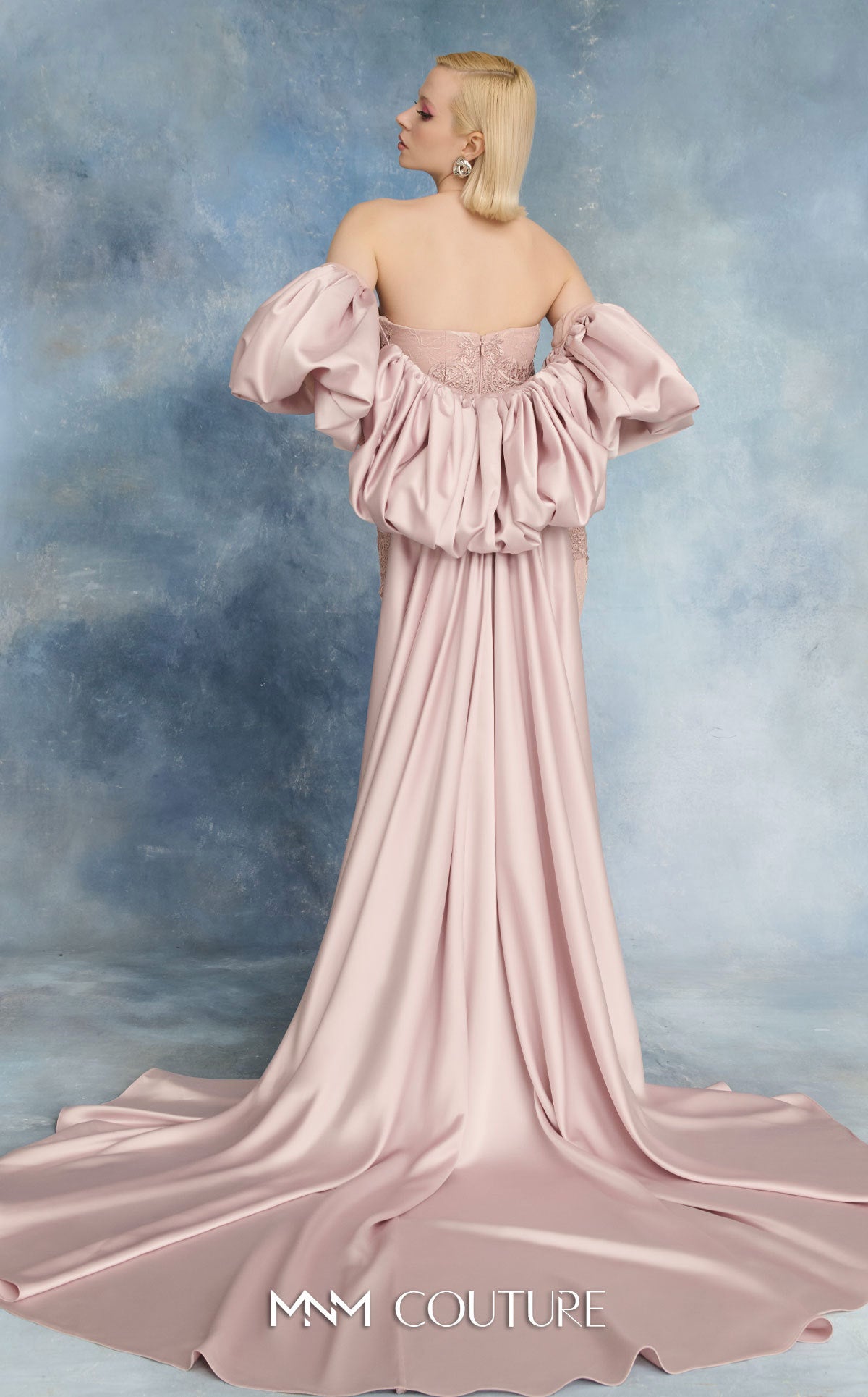 Strapless Curved Neck Floor-Length Satin Formal Mermaid MNM Couture N0731