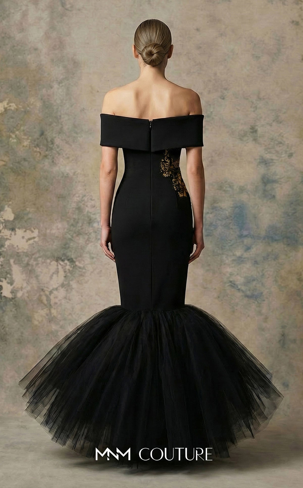 Off-the-Shoulder Floor-Length Tulle Evening Mermaid MNM Couture N0747