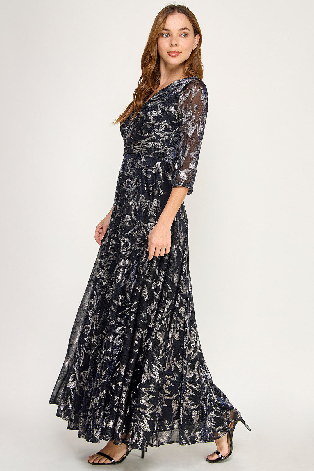V-Neck Floor-Length Mesh Evening A-Line Lenovia 3125