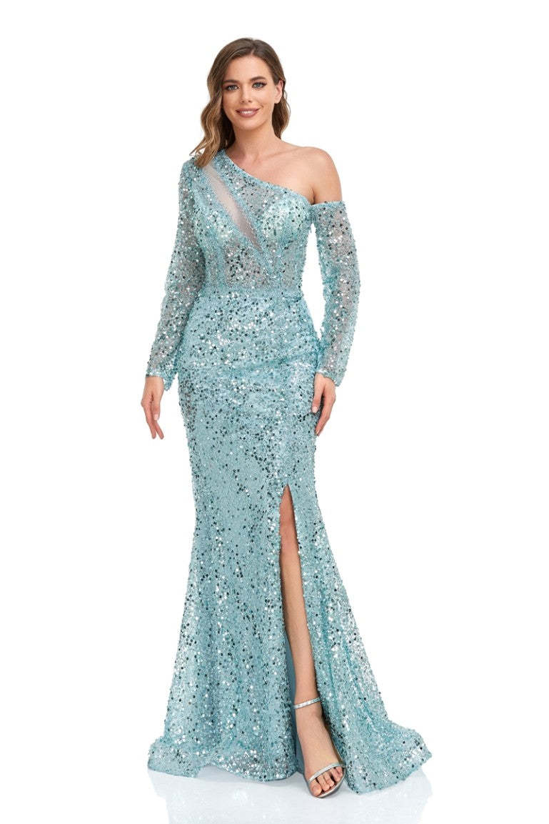 Formal Dresses Long Formal Sequin Evening Dress Baby Blue