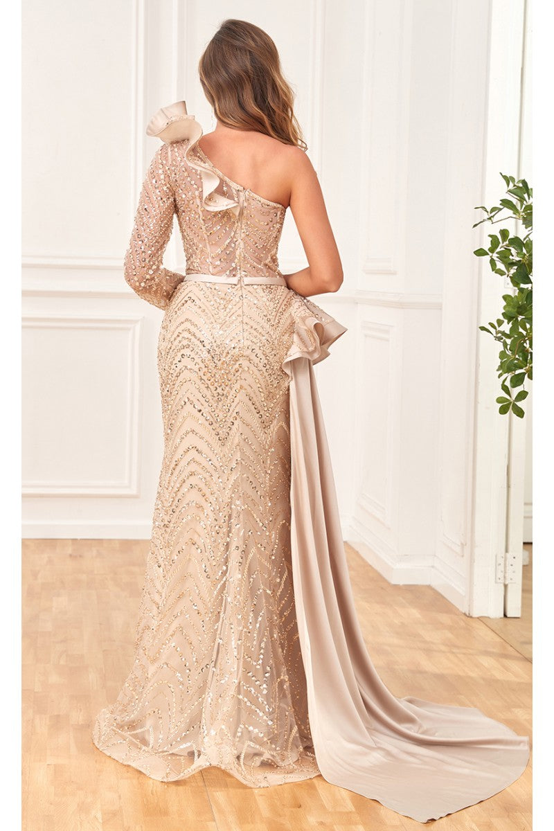 Formal Dresses Fitted Long Formal Beaded Sequin Evening Dress Gold