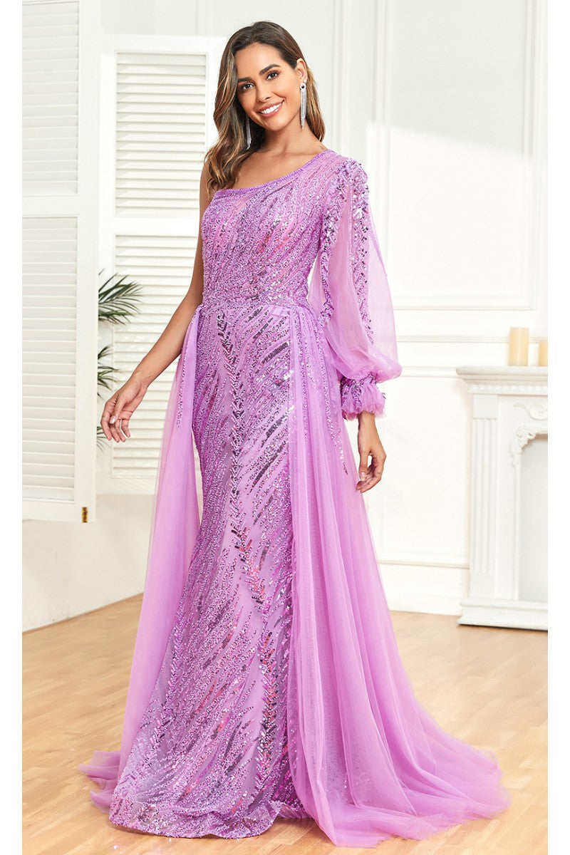 Formal Dresses Overskirt Long Formal Evening Dress Purple
