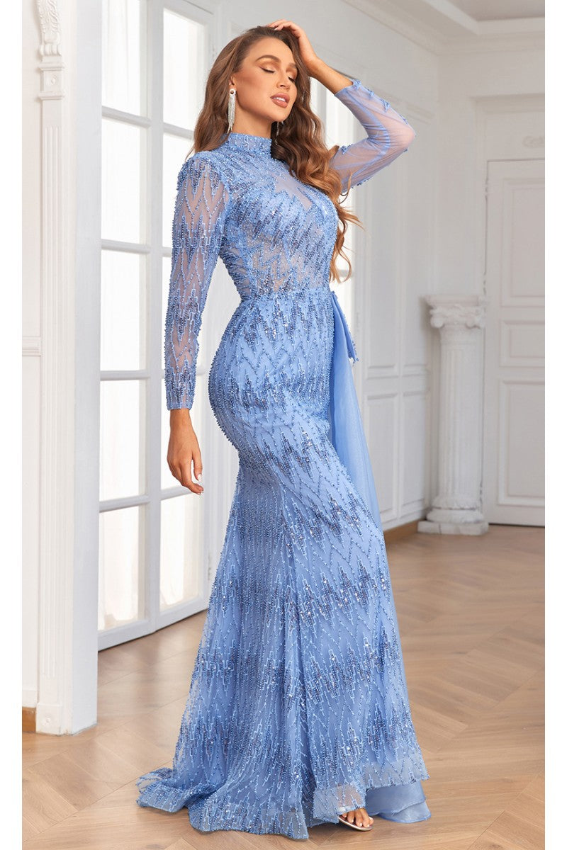Formal Dresses Beaded Long Formal Evening Dress Blue