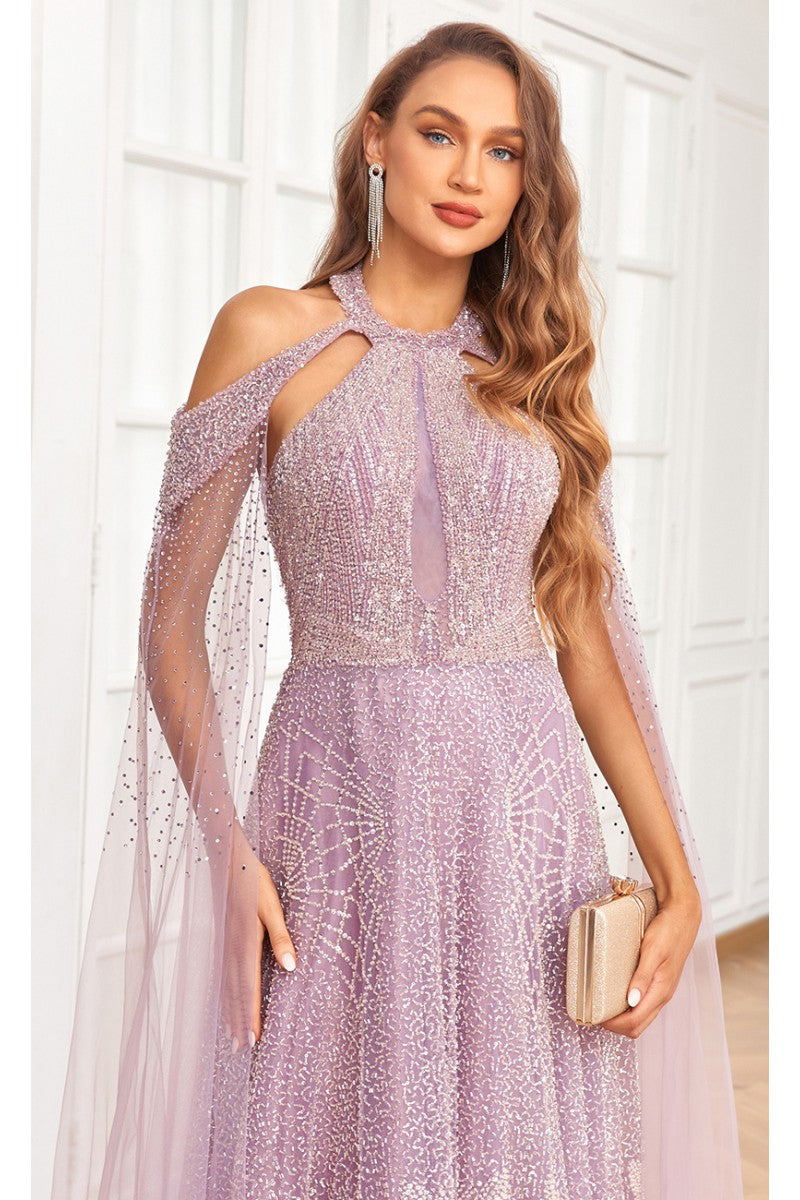 Prom Dresses A Line Ball Gown Long Formal Beaded Prom Dress Dusty Rose