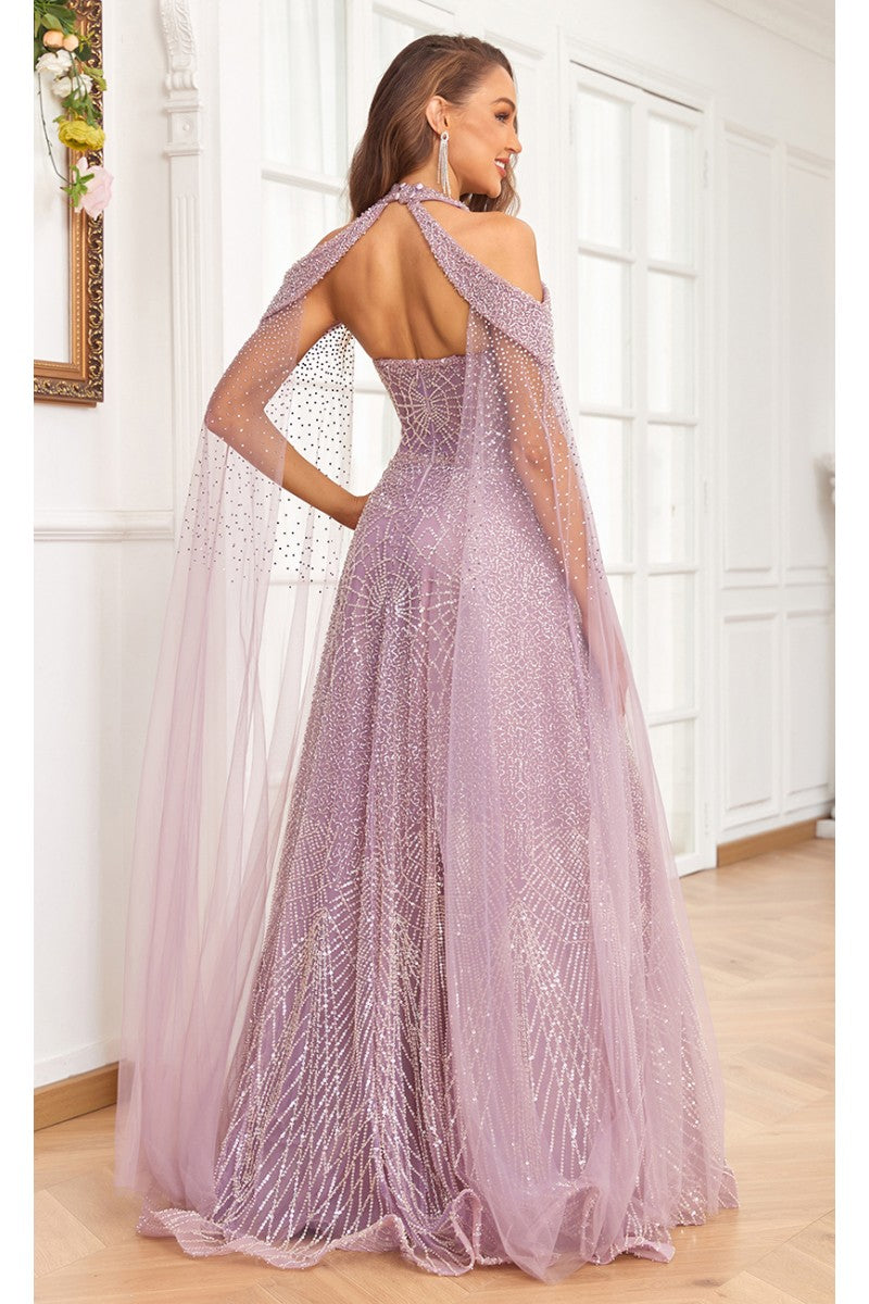 Prom Dresses A Line Ball Gown Long Formal Beaded Prom Dress Dusty Rose