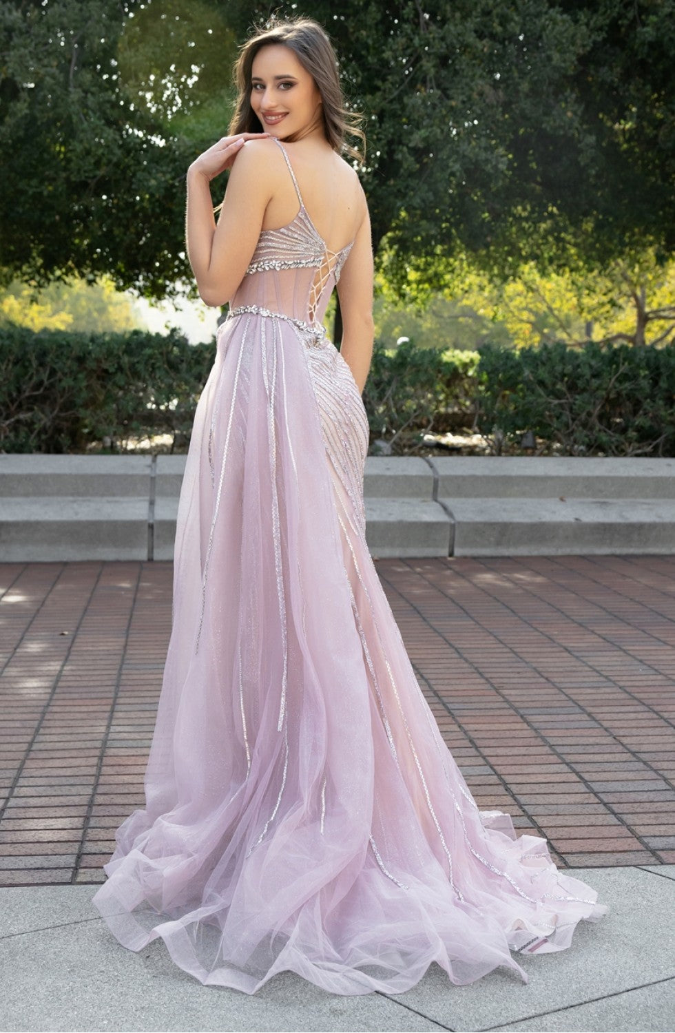 Prom Dresses Beaded Long Formal Slit Prom Dress Mauve