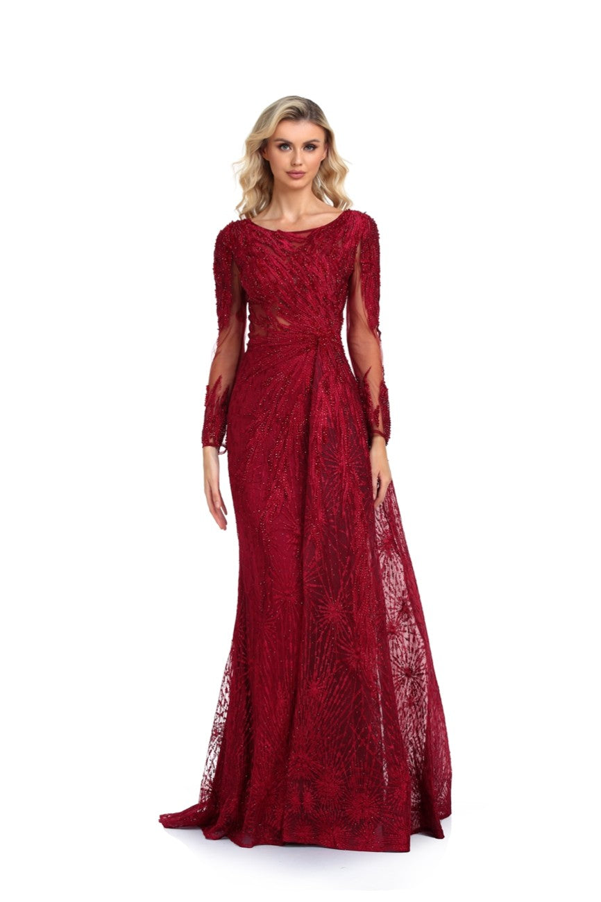 Formal Dresses Long Beaded Formal Evening Overskit Dress Wine