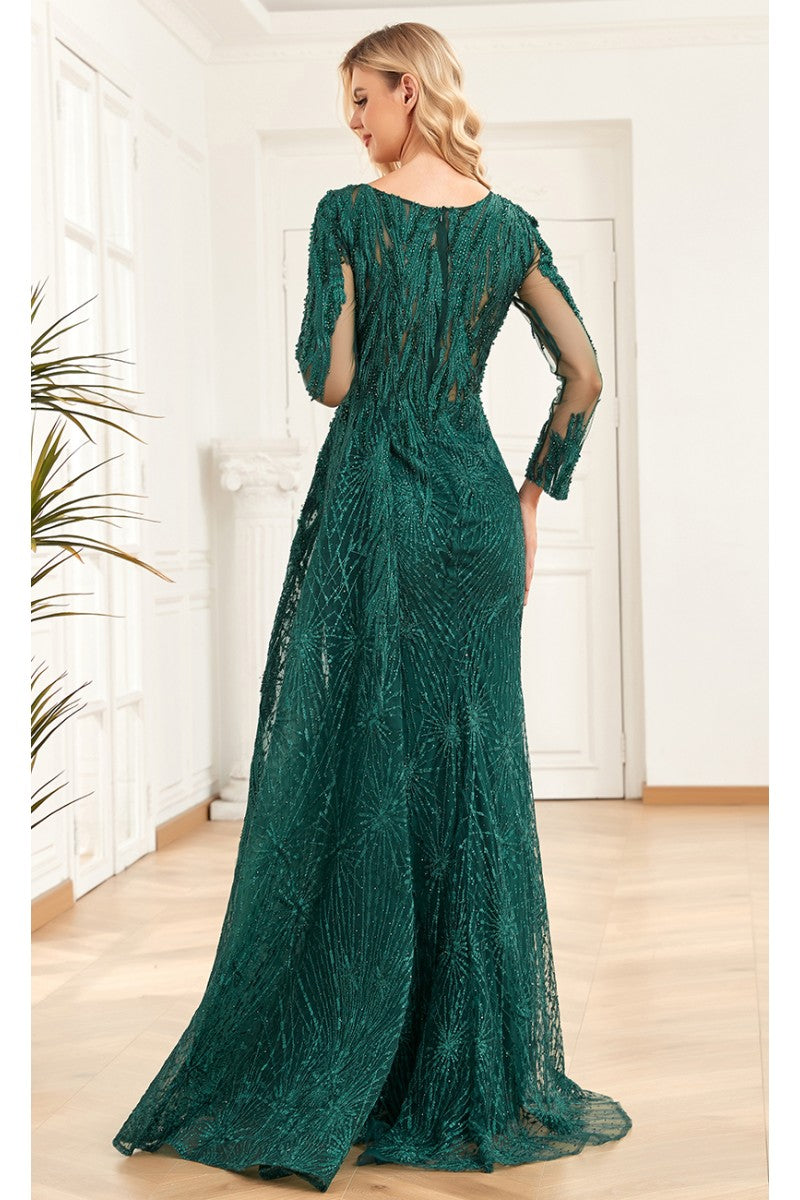 Formal Dresses Long Beaded Formal Evening Overskit Dress Green