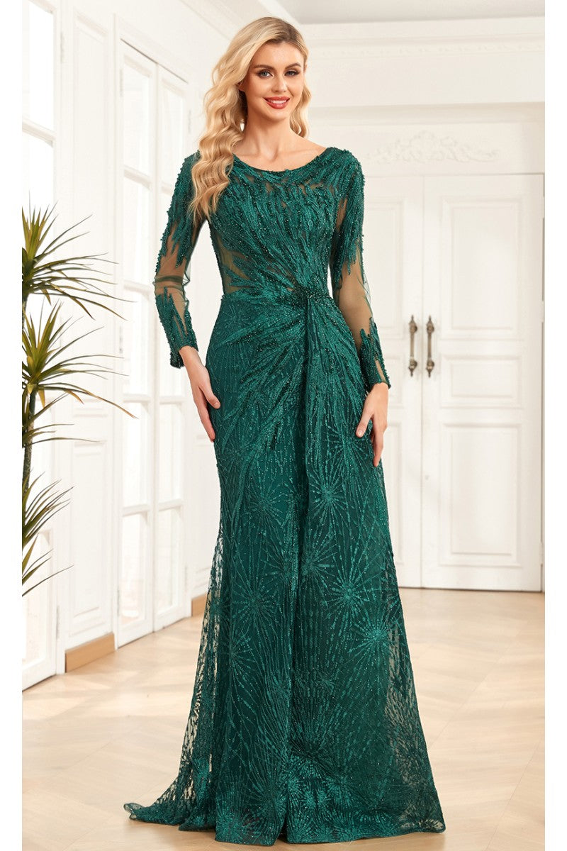 Formal Dresses Long Beaded Formal Evening Overskit Dress Green