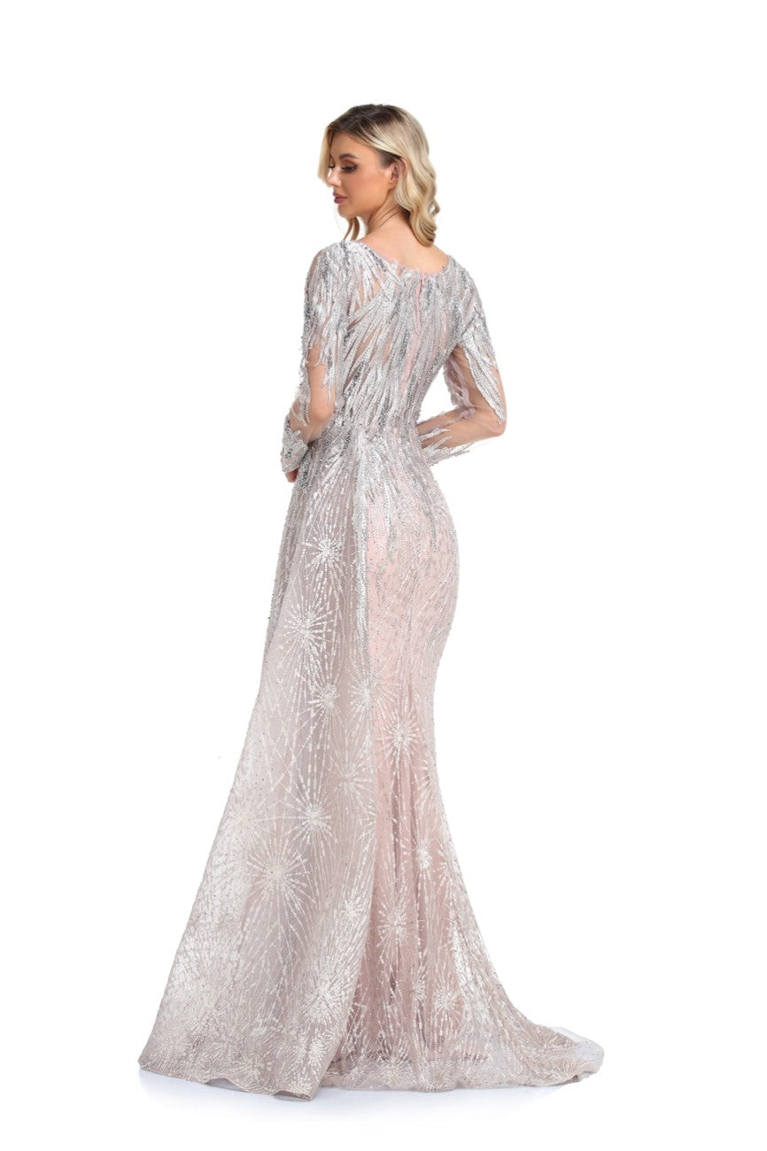 Formal Dresses Long Beaded Formal Evening Overskit Dress Rose