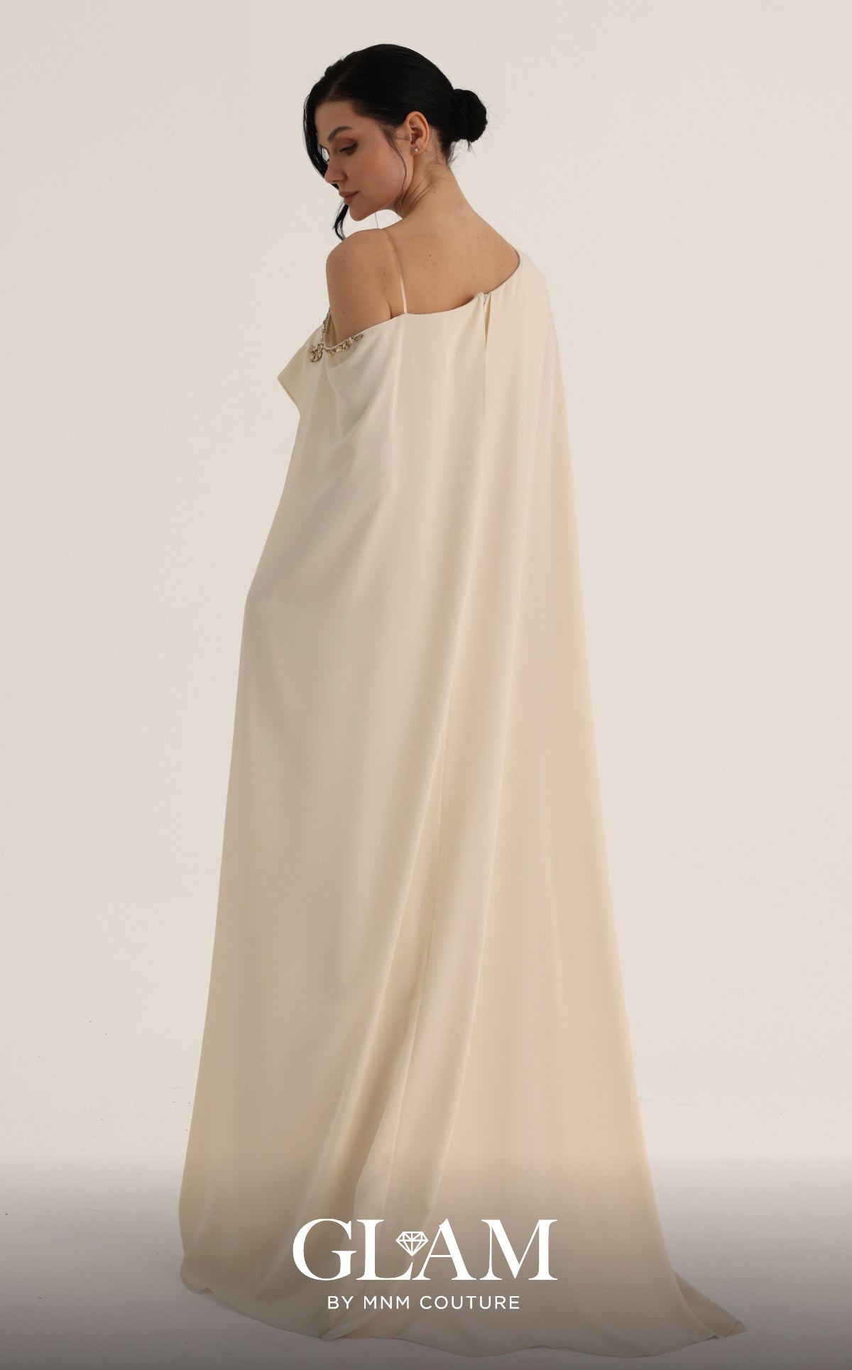 One-Shoulder Floor-Length Crepe Formal Sheath MNM Couture O07824