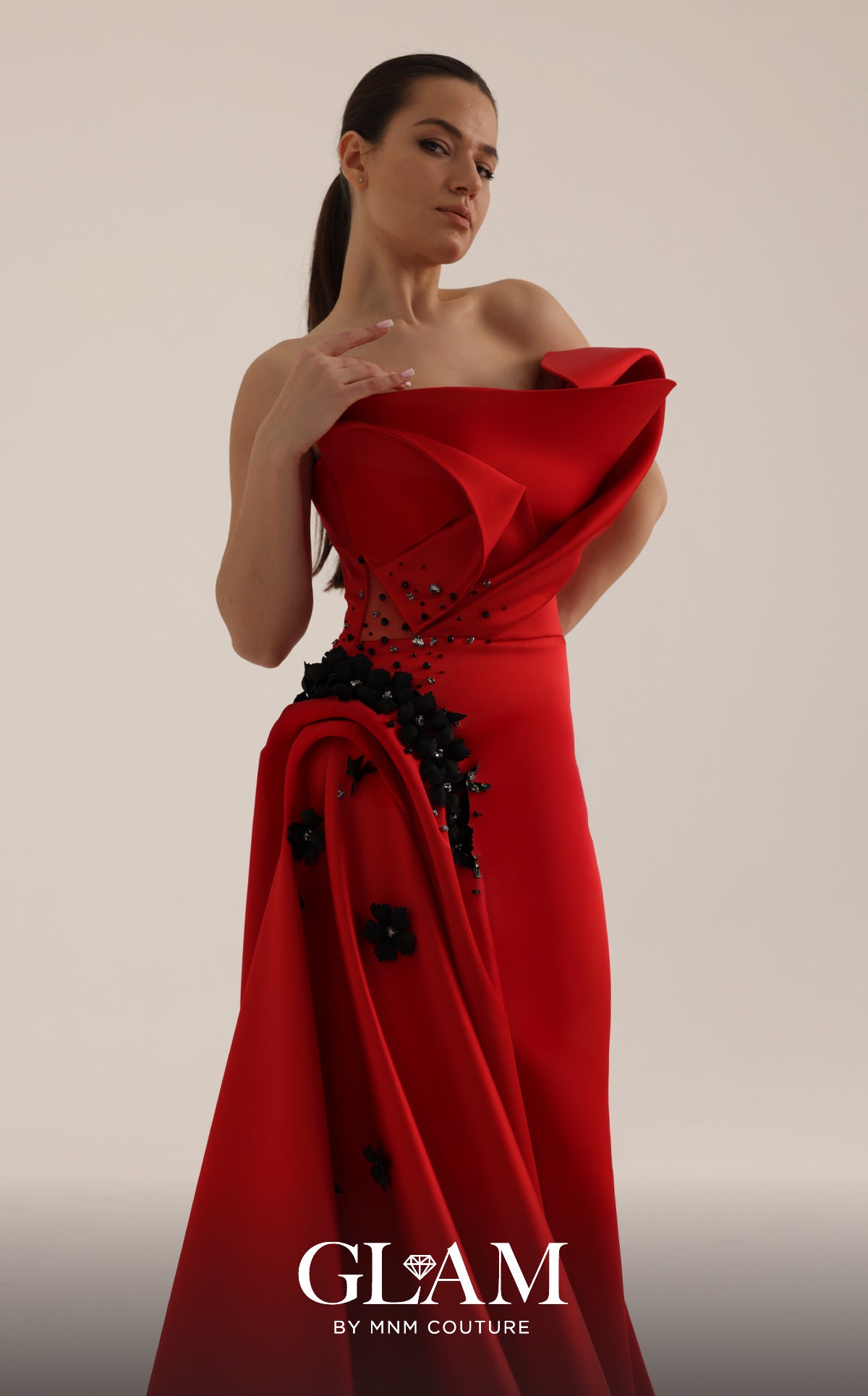 Strapless Curved Neck Floor-Length Satin Formal Mermaid MNM Couture O07840