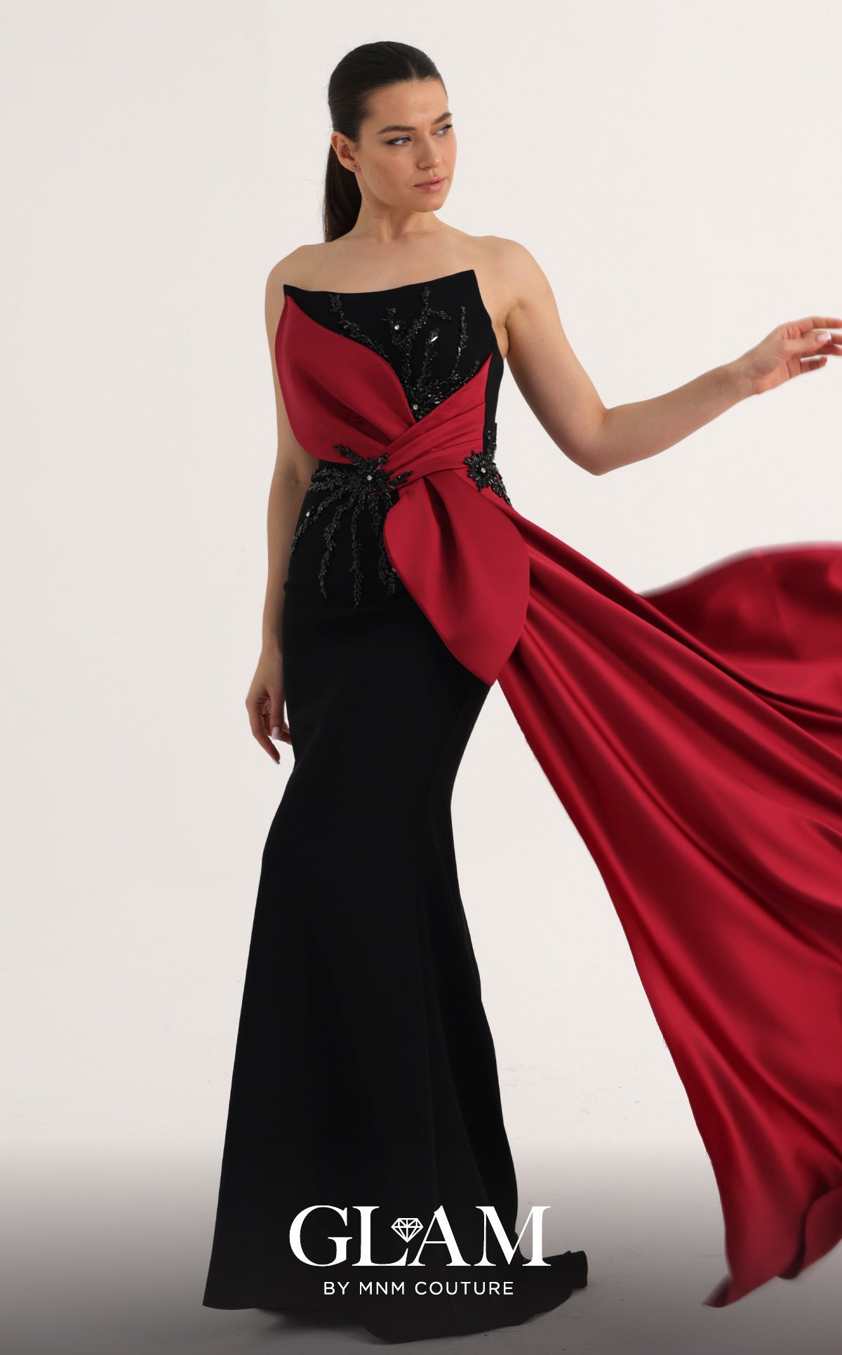 Strapless Straight Neck Floor-Length Satin Formal Sheath/Colu MNM Couture O07861
