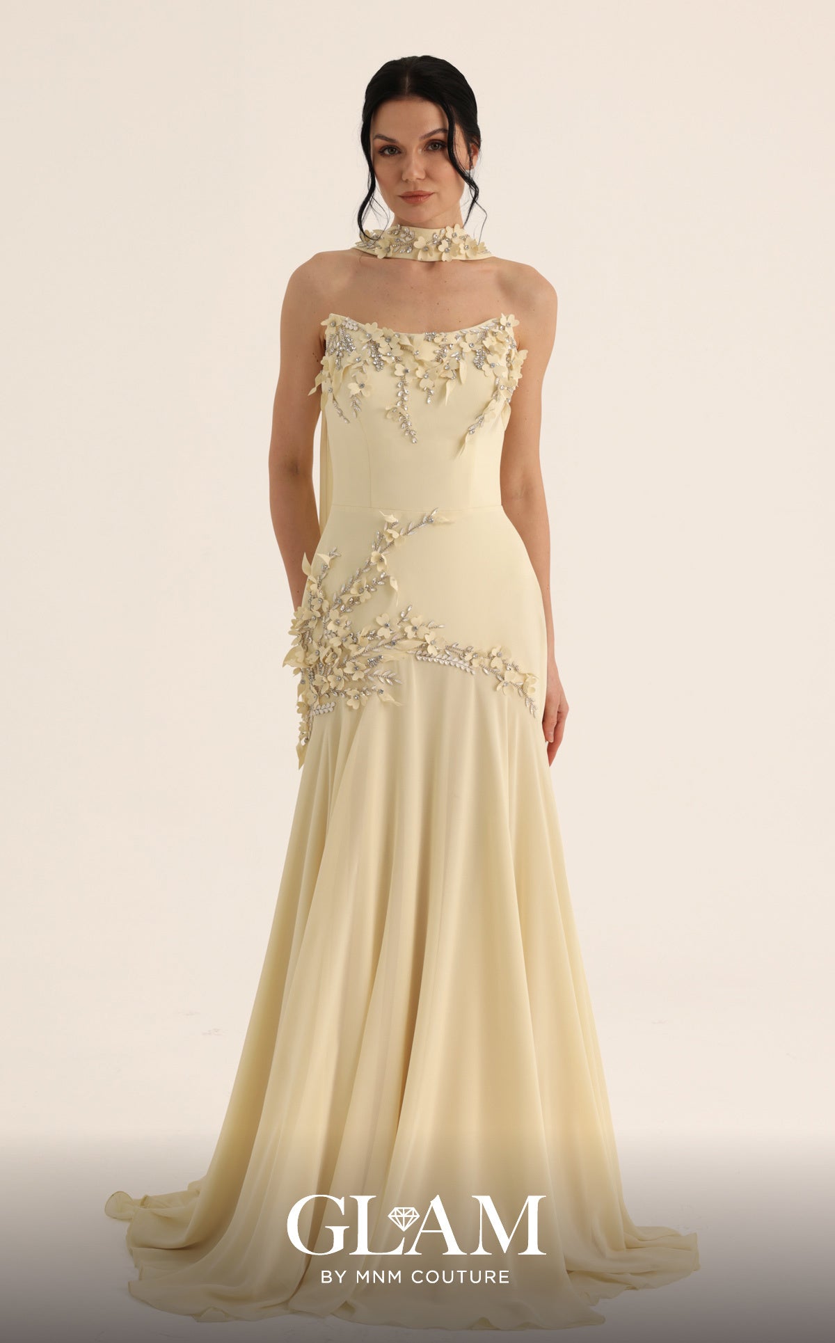 Strapless Straight Neck Floor-Length with Train Chiffon Formal Mermaid/Trumpet MNM Couture O07864