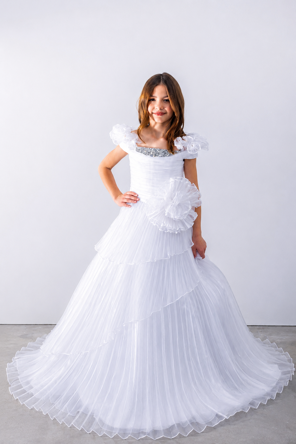Off-the-Shoulder Floor-Length Tulle Ball Gown Ava Presley 26815