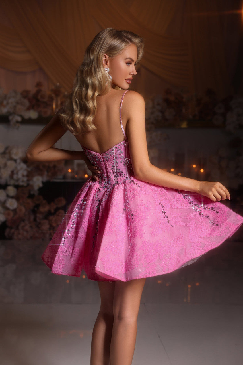 Cocktail Dresses Mini Short Cocktail Lace A Line Dress Pink
