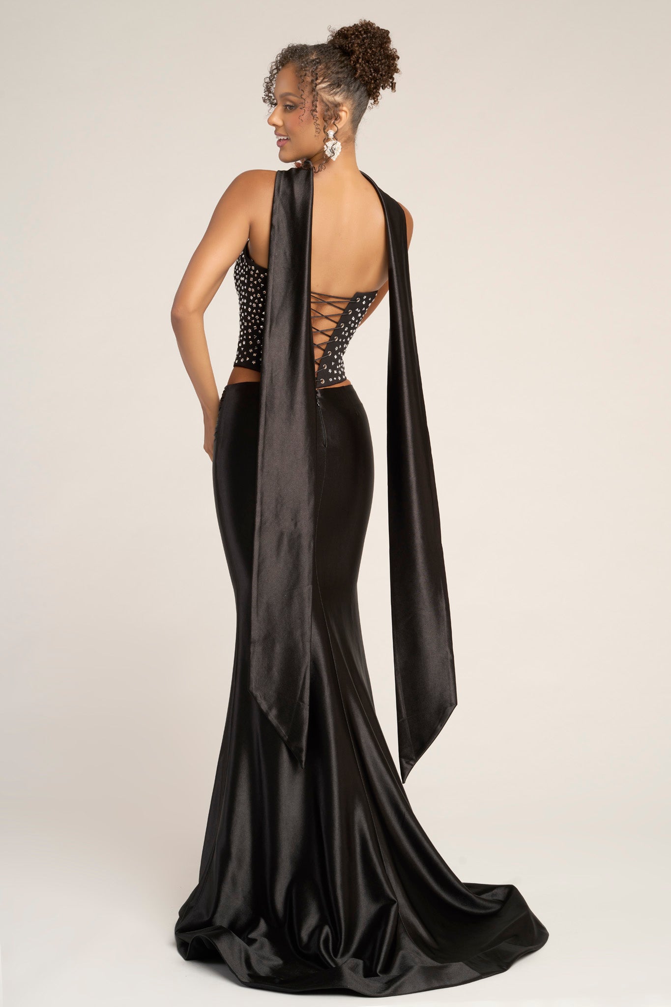 Prom Dresses Long Formal Fitted Beaded Prom Dress Portia and Scarlett PS26042 Black