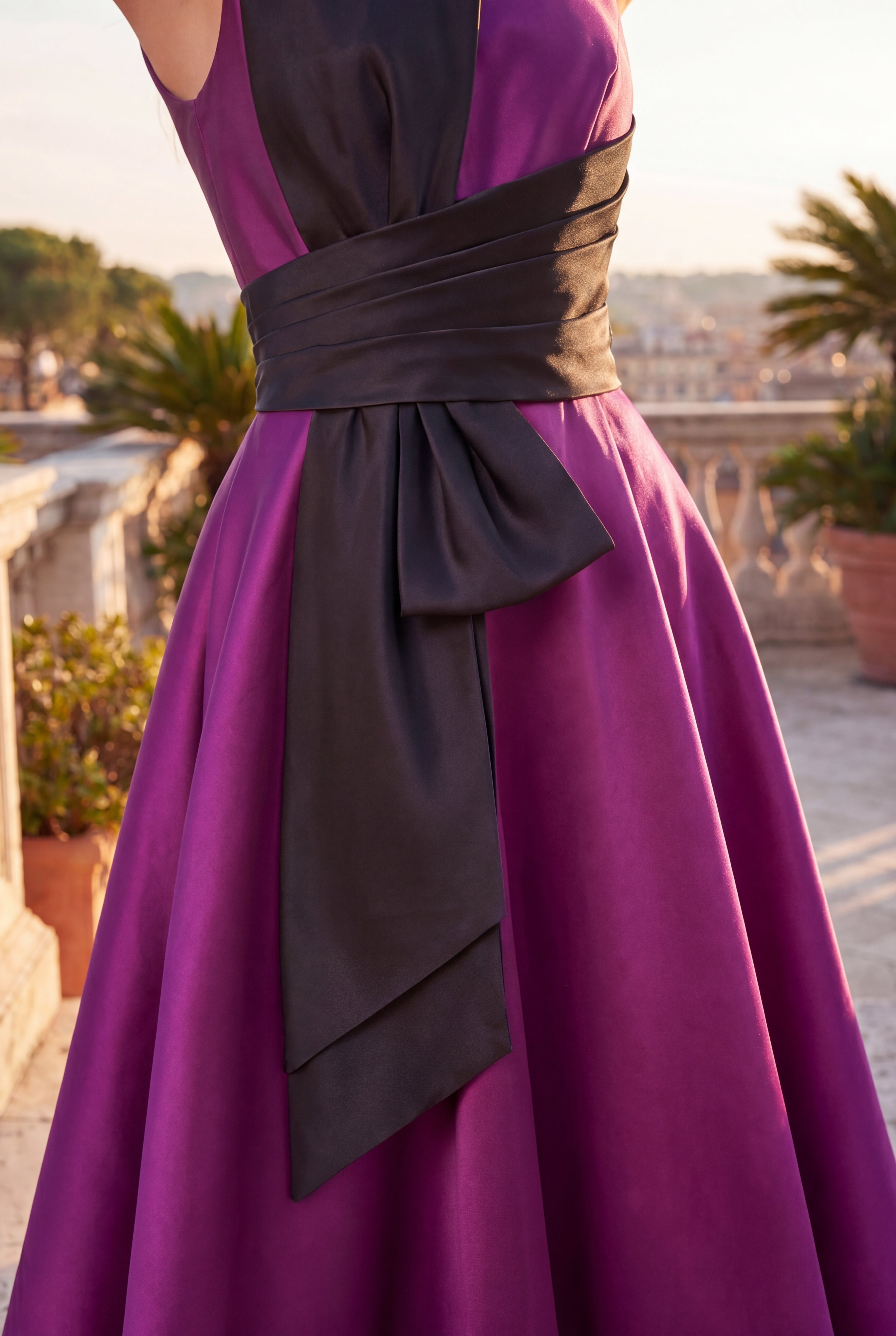 Sleeveless Eggplant Formal Ball Gown with Statement Bow
