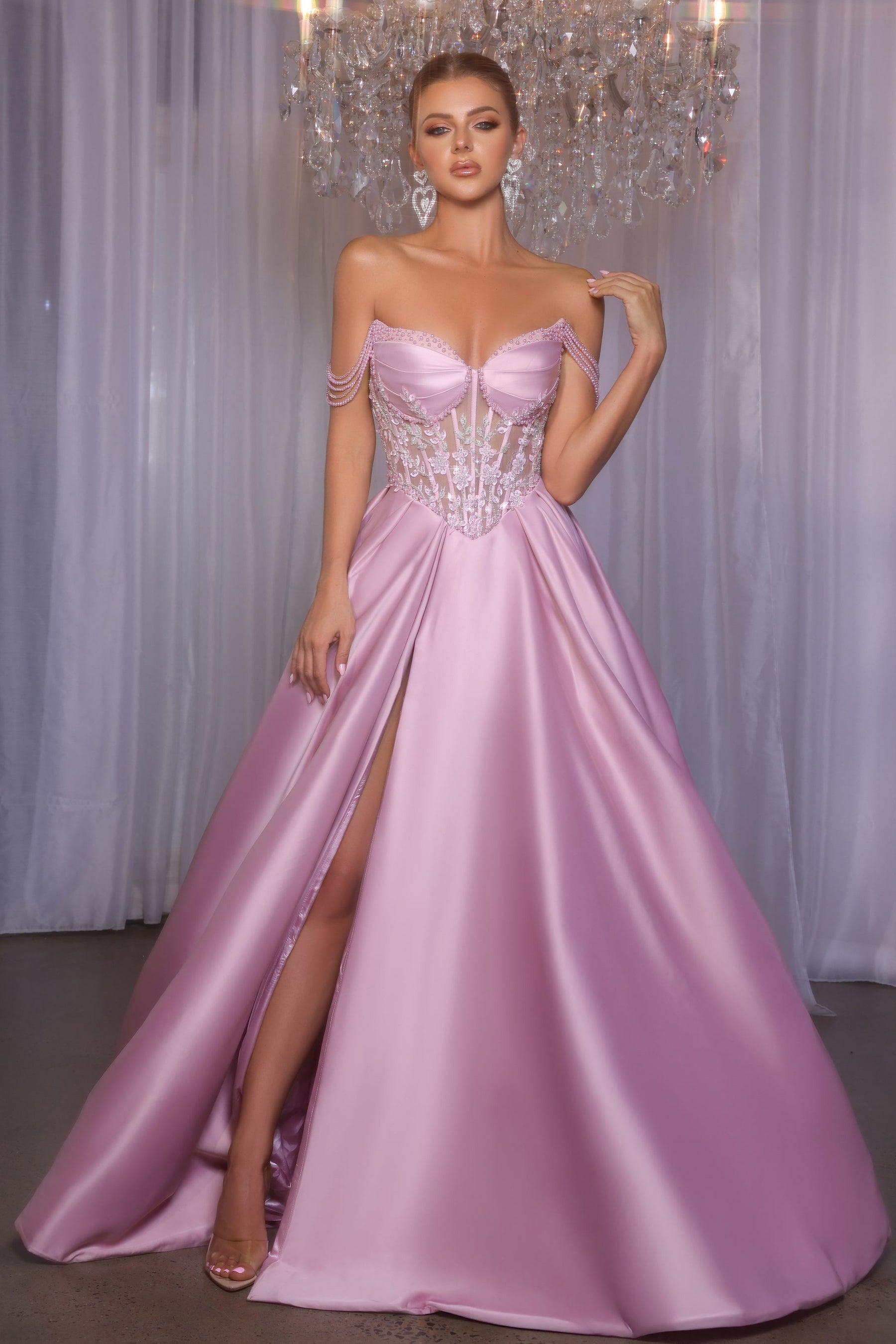Prom Dresses Long Ball Gown Formal Slit Prom Dress Mauve