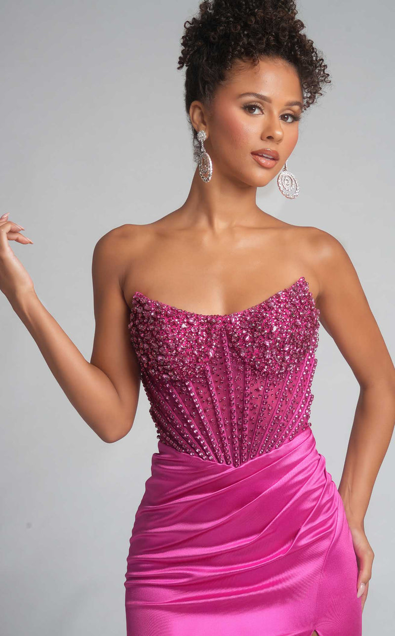 Prom Dresses Sequin Beaded Long Formal Mermaid Prom Dress Fuchsia
