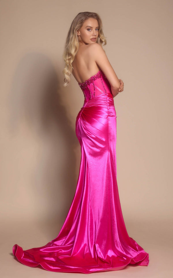 Prom Dresses A Line Fitted Beaded Corset Formal Long Prom Dress Hot Pink