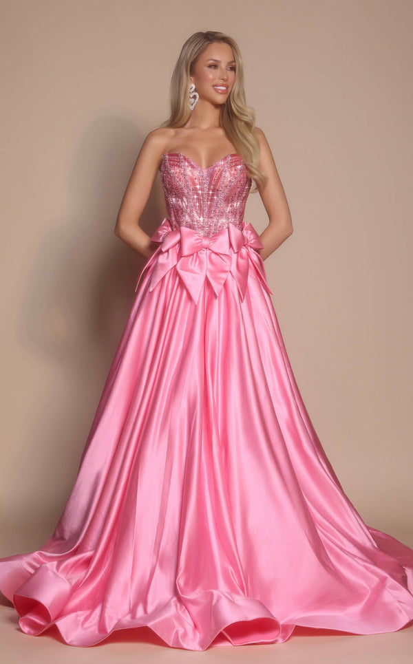 Prom Dresses Long Formal Beaded Corset A Line Ball Gown Prom Dress Fuchsia
