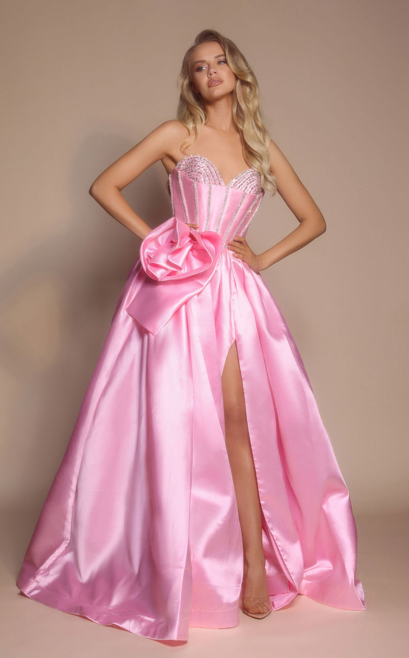 Prom Dresses Long Formal Ball Gown Corset Beaded Prom Dress Pink