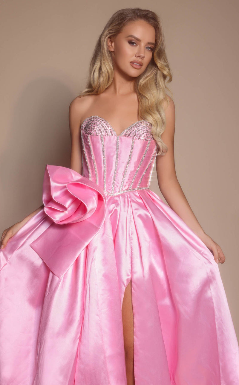 Prom Dresses Long Formal Ball Gown Corset Beaded Prom Dress Pink